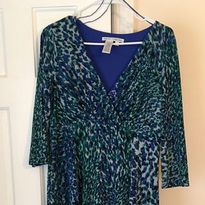 Maggy London 3/4 sleeve faux wrap dress